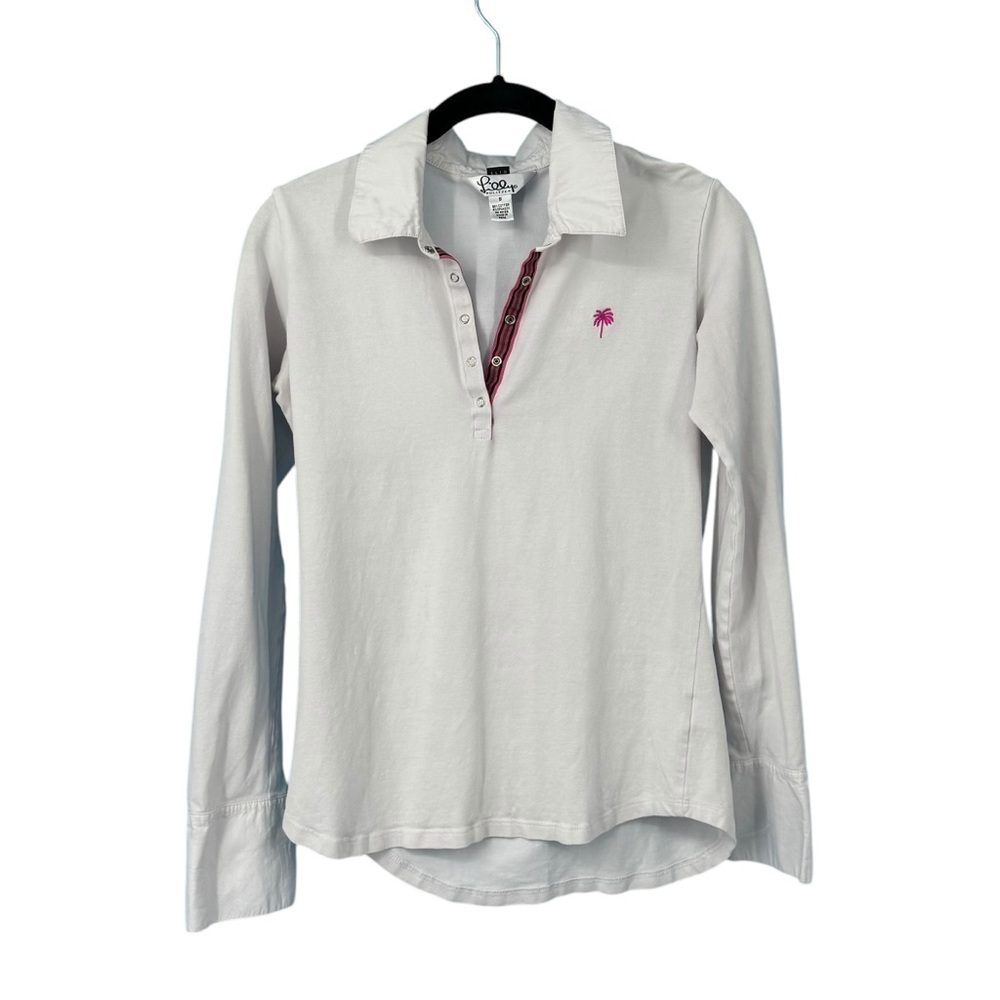 Lilly Pulitzer White and Pink Button Down Shirt with Long Sleeves